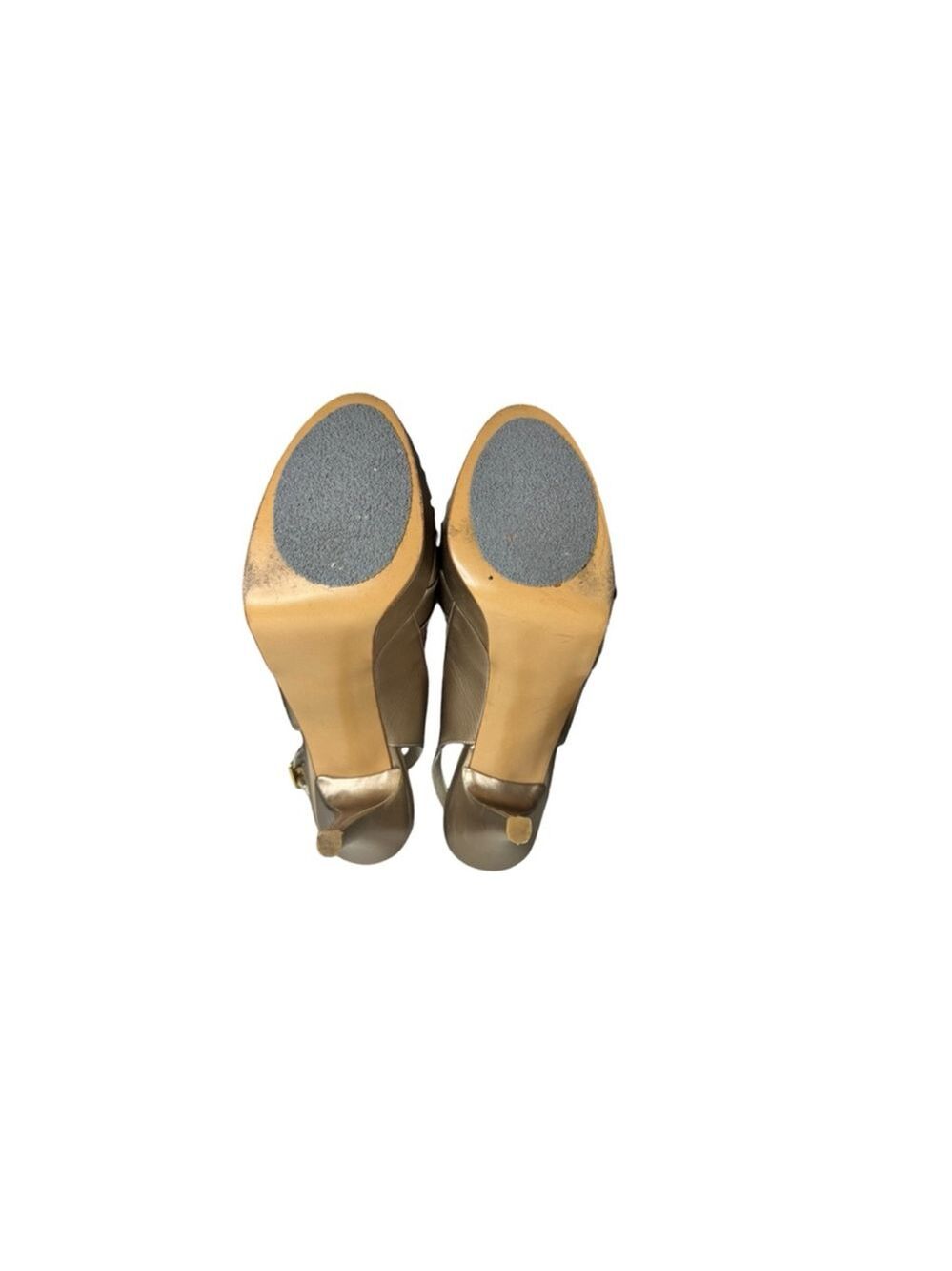 Women's Stuart Weitzman Rose/Beige Gold Slingback Peep Toe Heels Size 10 - Picture 7 of 7
